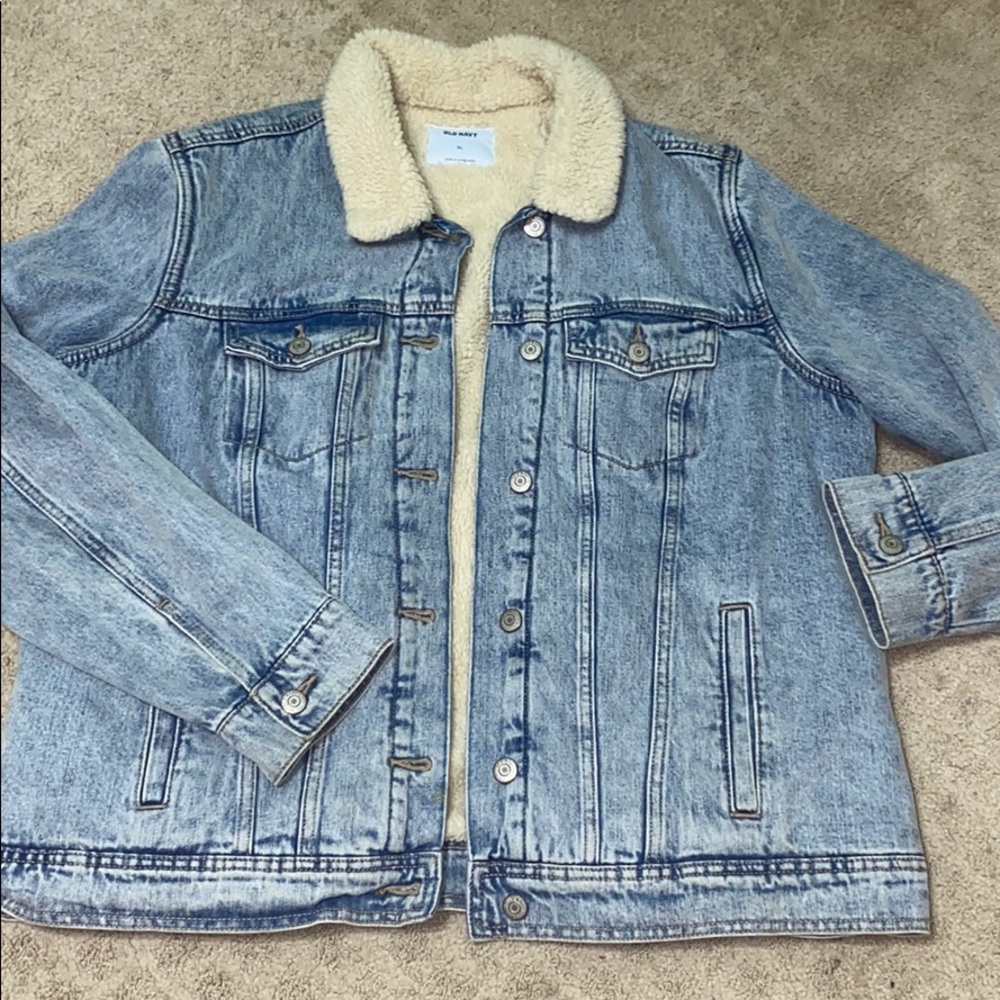 Fuzzy jean jacket